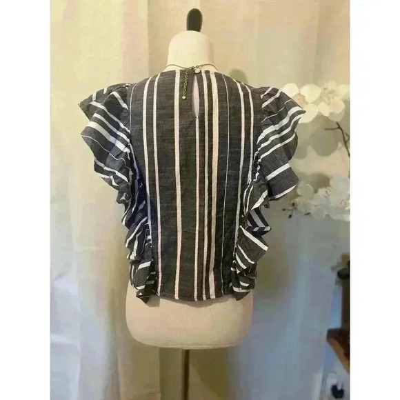 Gray Striped Ruffle Blouse - Picture 3 of 3